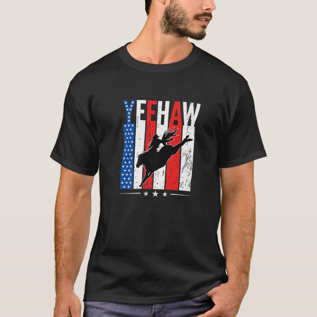 T-shirt Yeehaw Ce N'Est Pas Ma Première Vache Drapeau Amér (Devant)