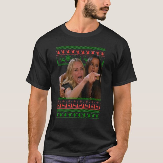 T-shirt Yelling at a Cat Ugly Christmas Sweater Meme Outfi (Devant)