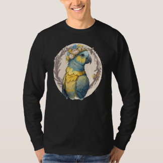 T-shirt Yellow Blue Ara Macaw Flower Crown Parrot Parakeet
