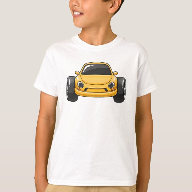 T-shirt Yellow Cartoon Car  (Devant)