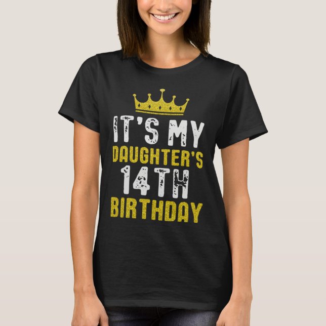 T-shirt Yellow Crown 14th Bday For Daughter From Mom Dad (Devant)