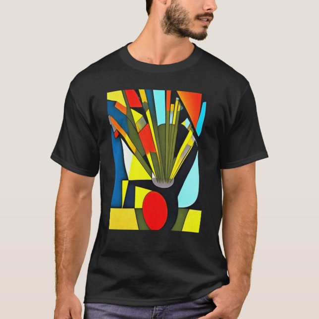 T-shirt Yellow Daffodils In A Red Vase Geometric Abstract (Devant)