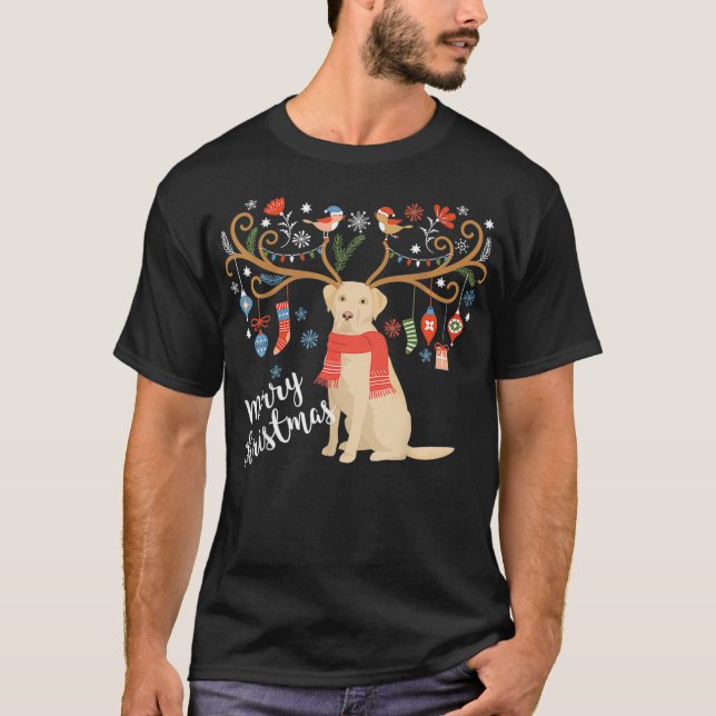 T-shirt Yellow Labrador Retriever Christmas Chien Lab Xmas (Devant)