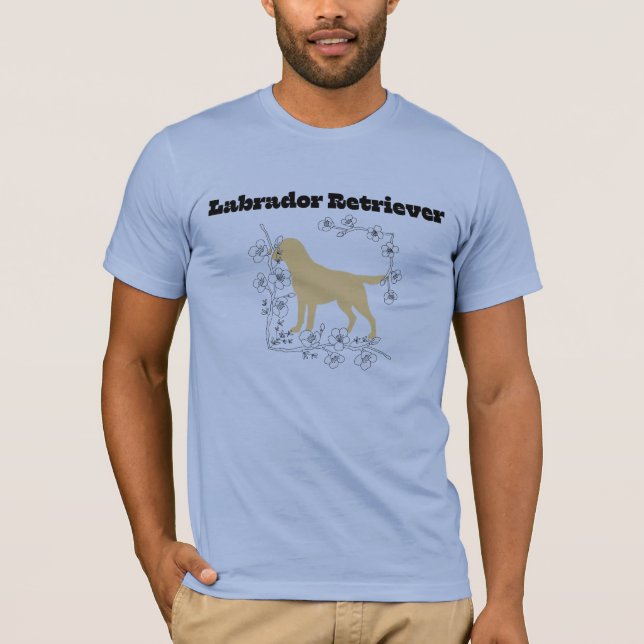 T-shirt Yellow Labrador Silhouette with White Blossom Fram (Devant)