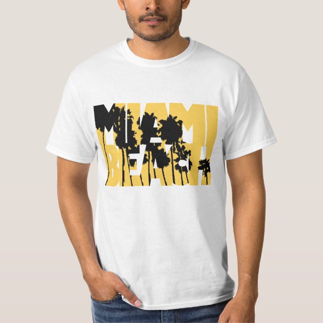 T-shirt yellow Miami beach fun (Devant)
