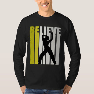 T-shirt Yellow Retro Womens Believe Dance Motivational Ins