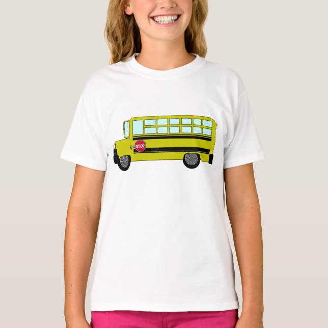 T-shirt Yellow School Bus with Stop Sign (Devant)