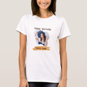 T-shirt Yellow & White Simple Joyeux Anniversaire Photo T-