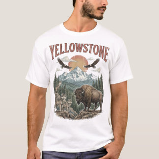 T-shirt Yellowstone & Old Faithful - Vintage