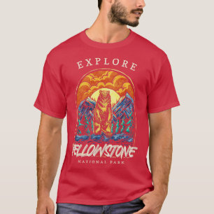 T-shirt Yellowstone US National Park Backpacking Camping H