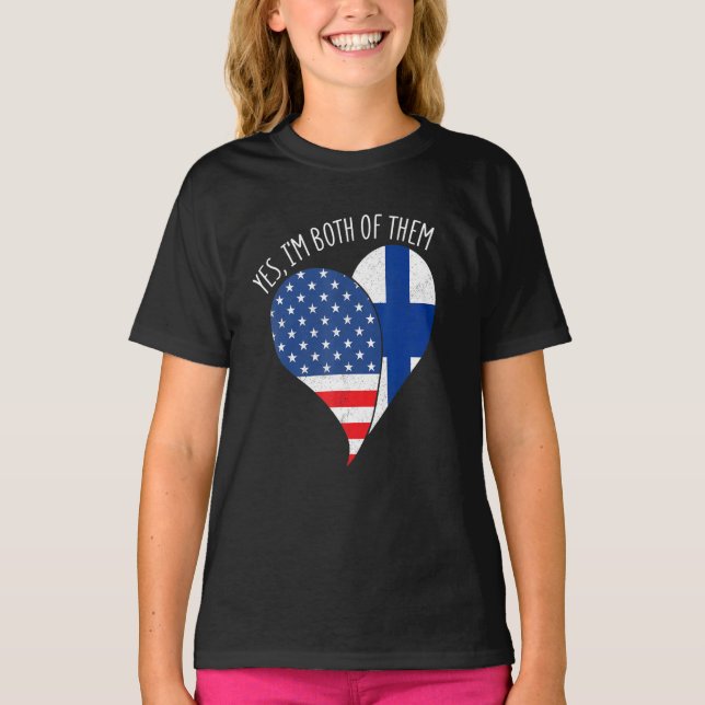 T-shirt Yes, I'm Both Of Them Half American Half Finnish H (Devant)