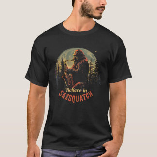 T-shirt Yeti Playing Saophone SaSquatch friend