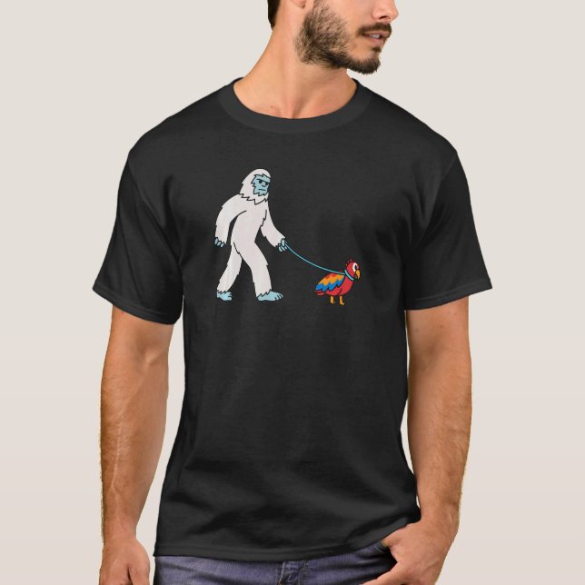 T-shirt Yeti Walking Parrot Bird Cryptozoology Animaux (Devant)