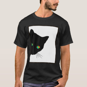 T-shirt Yeux de chat, Rainbow Black Cat T