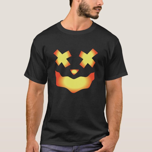 T-shirt Yeux de visage Citrouille souriant X (Devant)