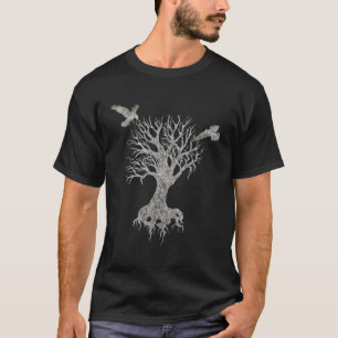 T-shirt Yggdrasil Irminsul Arbre De Vie Odin Ravens Huginn