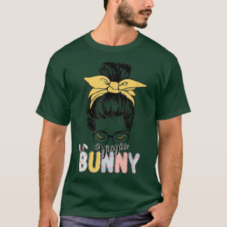 T-shirt Yiayia Bunny Messy Bun Jour de Pâques Vêtements de