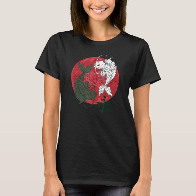 T-shirt Yin et Yang Pisces Chemise Japonaise Koi Carp Fish (Devant)