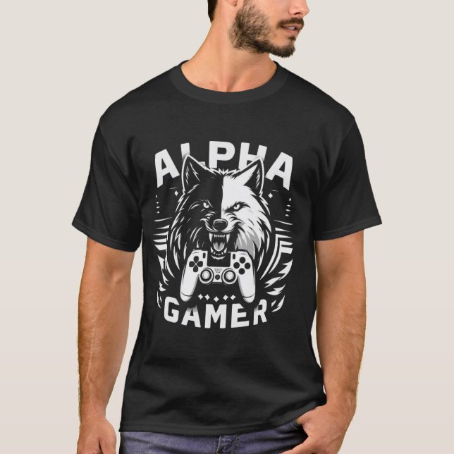 T-shirt Yin Yang Alpha Gamer Wolf (Devant)