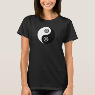 T-shirt Yin Yang avec la roue bouddhiste Dharma