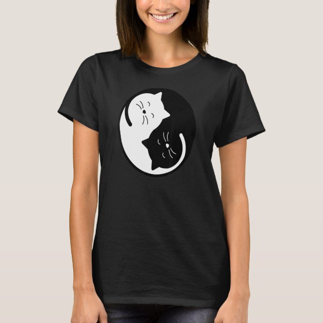 T-shirt Yin Yang Ca Chat Yoga Chat (Devant)