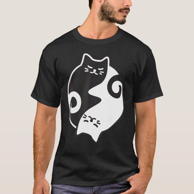 T-shirt Yin Yang Chat Yoga Méditation Exercice d'entraînem (Devant)