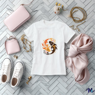 T-shirt Yin Yang Koi Abstrait Poisson Art Design