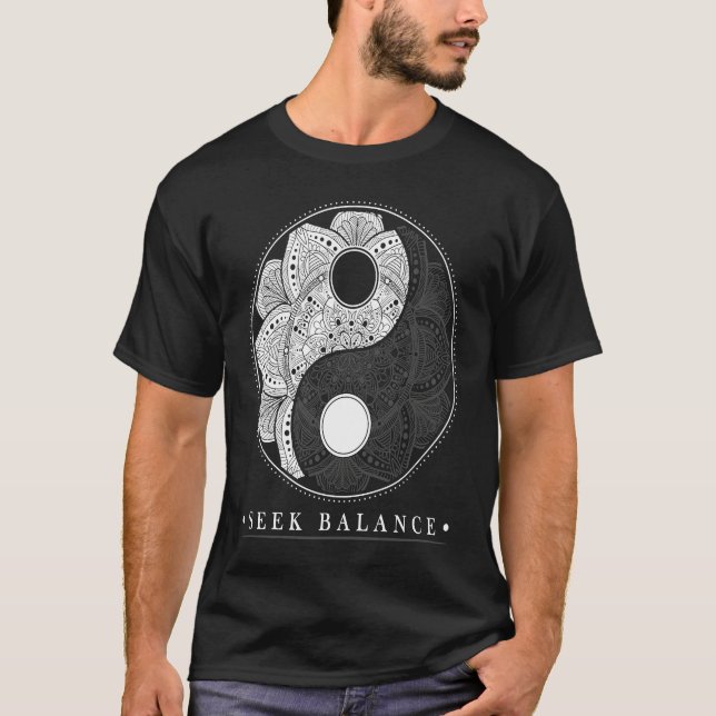 T-shirt Yin Yang Mandala Native American Shamanic (Devant)