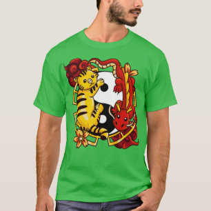 T-shirt Yin Yang Tiger Dragon chinois Zodiac asiatique Tig