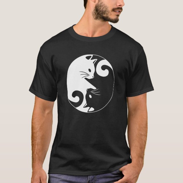T-shirt Yin Yang Yoga Zen Cute Cats for Cat  1 (Devant)