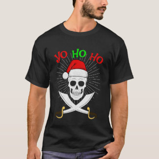 T-shirt Yo Ho Ho Pirate Santa Skull Christmas PJs Funny Sp