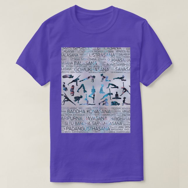 T-shirt Yoga Asanas Poses Sanskrit Word Art Labradoron (Design devant)