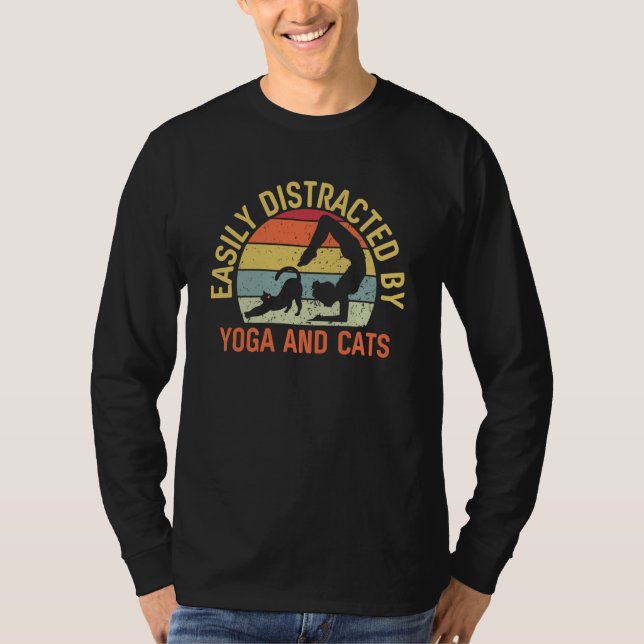 T-shirt Yoga & Cats Yoga Exercise Easily Distracted By Yog (Devant)