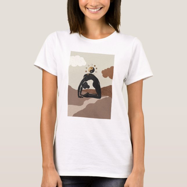 T-shirt Yoga chameau pose ustrasana yin yang phases de lun (Devant)