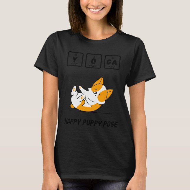 T-shirt Yoga Chien Chimie Joyeux Pose Chiot (Devant)