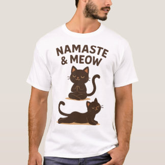 T-shirt Yoga Conception de chat - Namaste & Meow Tee