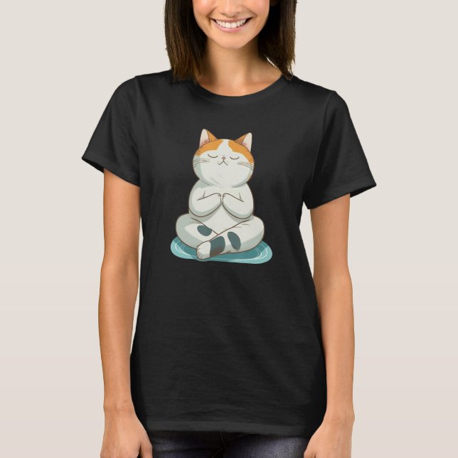 T-shirt Yoga Cute Kitty Chat (Devant)