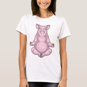T-shirt Yoga de porc Fitness Méditation