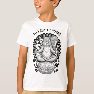 T-shirt Yoga drôle Méditation de mignon écureuil Trop zen