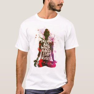 T-shirt yoga femmes aquarelle rêve gros travail dur