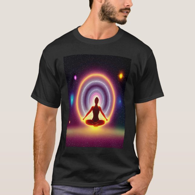 T-shirt Yoga Girl Female Sun Salutation Meditation Chakra  (Devant)