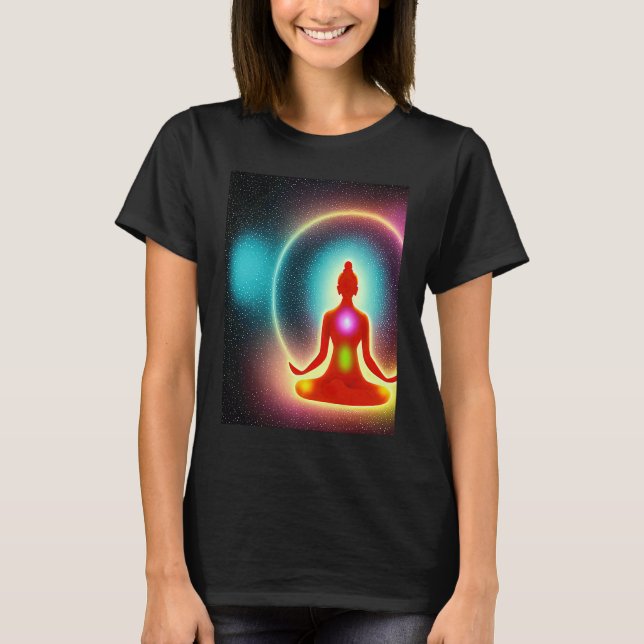 T-shirt Yoga Girl Femme Sun Salutation Méditation Chakra (Devant)