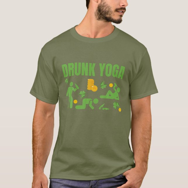 T-shirt Yoga ivre Joyeux St. Patricks Day Irlandais Drôle  (Devant)
