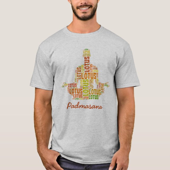 T-shirt Yoga Lotus Pose dans les tons orange et vert (Devant)
