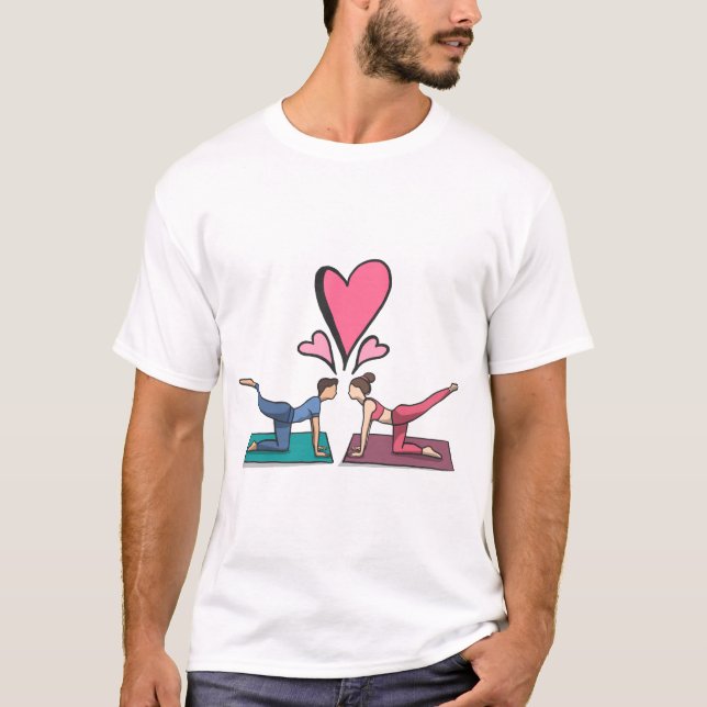 T-shirt "Yoga Love" "Pose Partenaire" "Coeur au Coeur" (Devant)