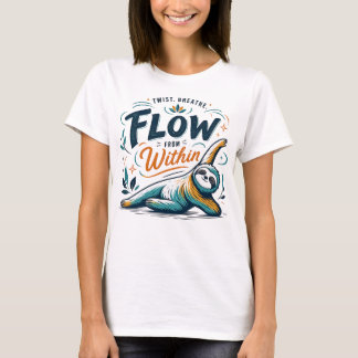 T-shirt Yoga Paresseux Flux De l'Intérieur Graphique de Mi