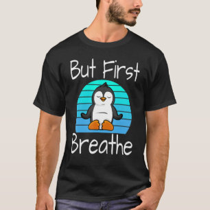 T-shirt Yoga Pose Pingouin Coucher de soleil Mais Respire