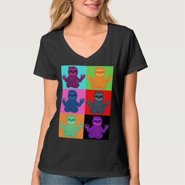 T-shirt Yoga Sloth Pop Art Imprimer (Devant)
