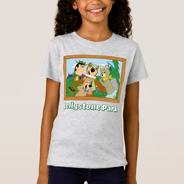 T-Shirt Yogi Ours et amis encadrés photo de la forêt (Devant)