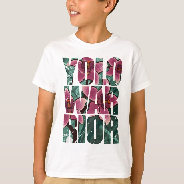 T-shirt YOLOWARRIOR - Lettres florales (Devant)